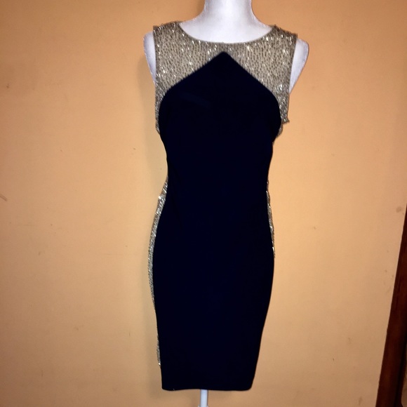 Xscape Dresses & Skirts - Xscape Navy/Nude Cap Sleeve Sheath Mid dress.Sz.12